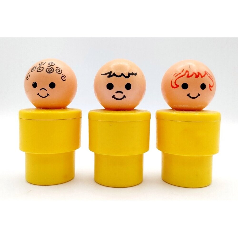 Fisher Price Little People Yellow Big Chunky Jumbo Figure Lot of 3 Vintage 1974